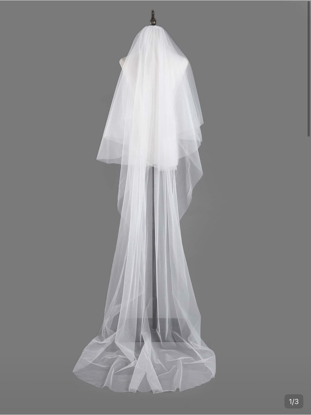 Cathedral Length White Tulle Bridal Veil Wedding Veil